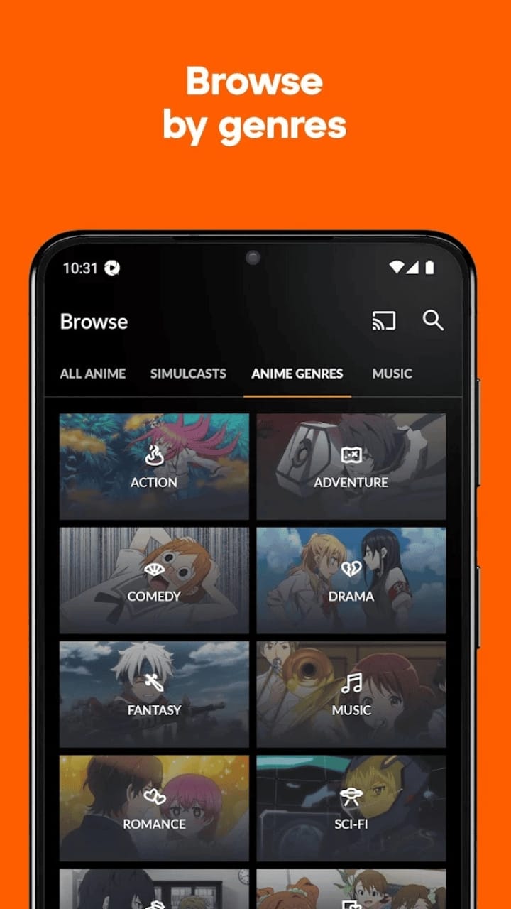 Screenshot of Crunchyroll's interface showcasing popular anime selection.